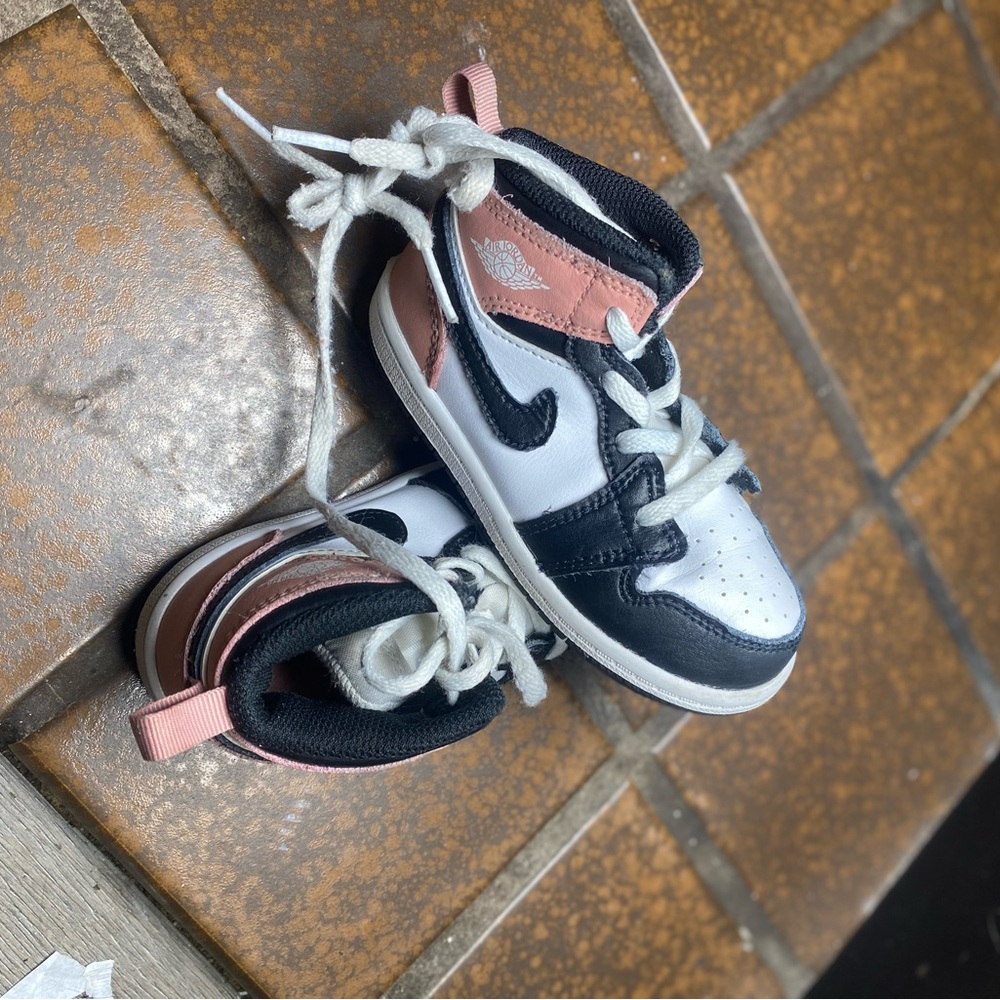 Kids Black and Pink High-Top Sneakers